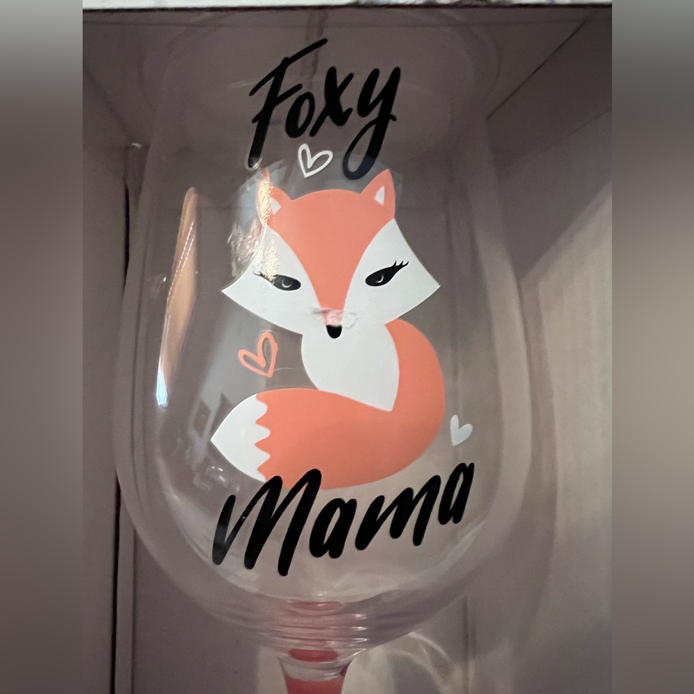 RAISE THE BAR Foxy Mama Wine Glass - Orange and White NWT - Picture 2 of 6
